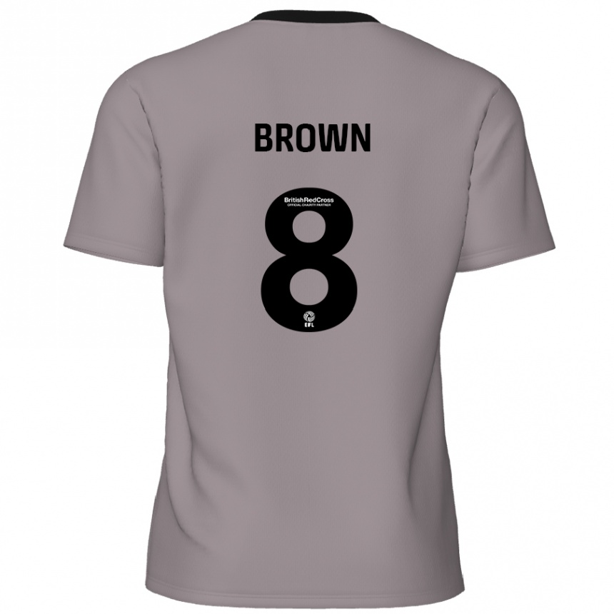 Kinder Fußball Jordan Brown #8 Grau Auswärtstrikot Trikot 2024/25 T-Shirt Luxemburg