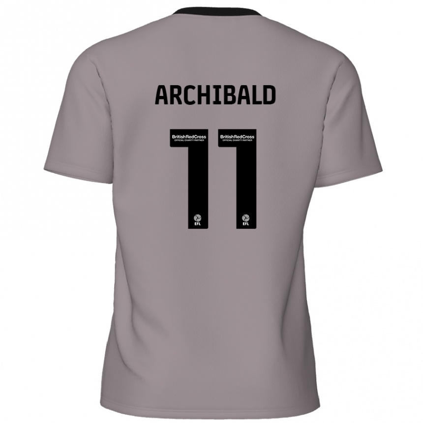 Kinder Fußball Theo Archibald #11 Grau Auswärtstrikot Trikot 2024/25 T-Shirt Luxemburg