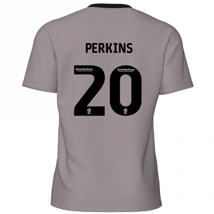 Kinder Fußball Sonny Perkins #20 Grau Auswärtstrikot Trikot 2024/25 T-Shirt Luxemburg