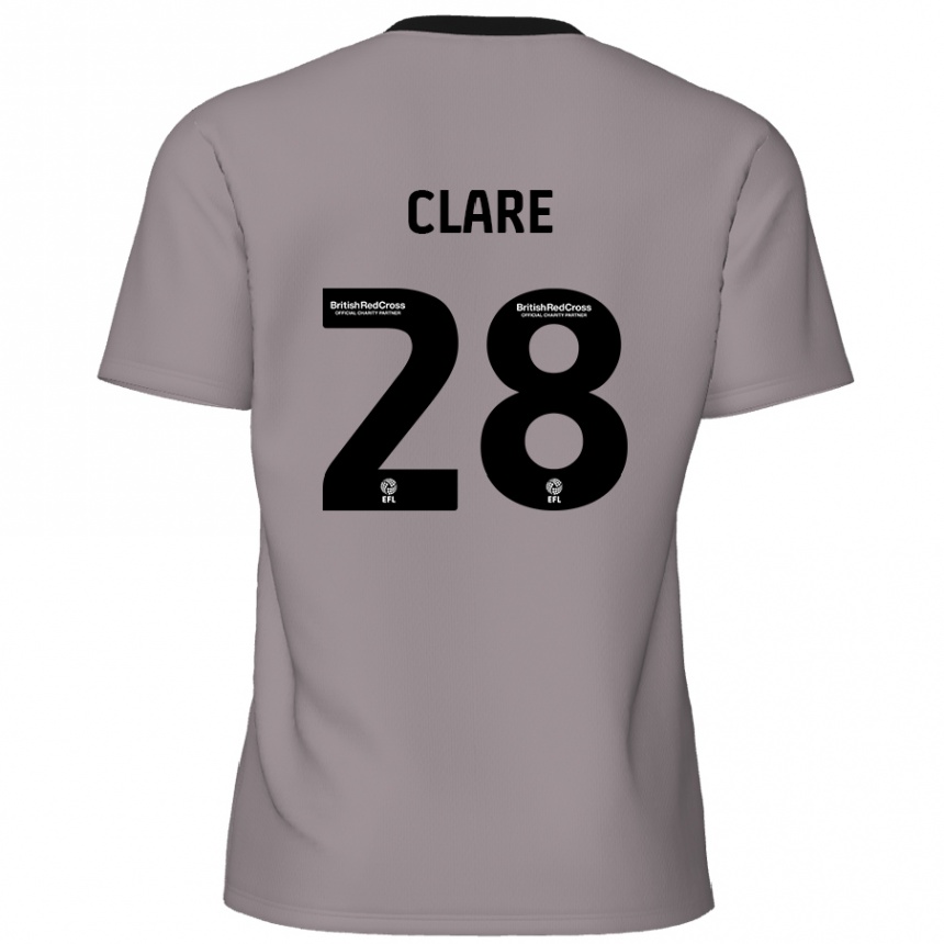 Kinder Fußball Sean Clare #28 Grau Auswärtstrikot Trikot 2024/25 T-Shirt Luxemburg