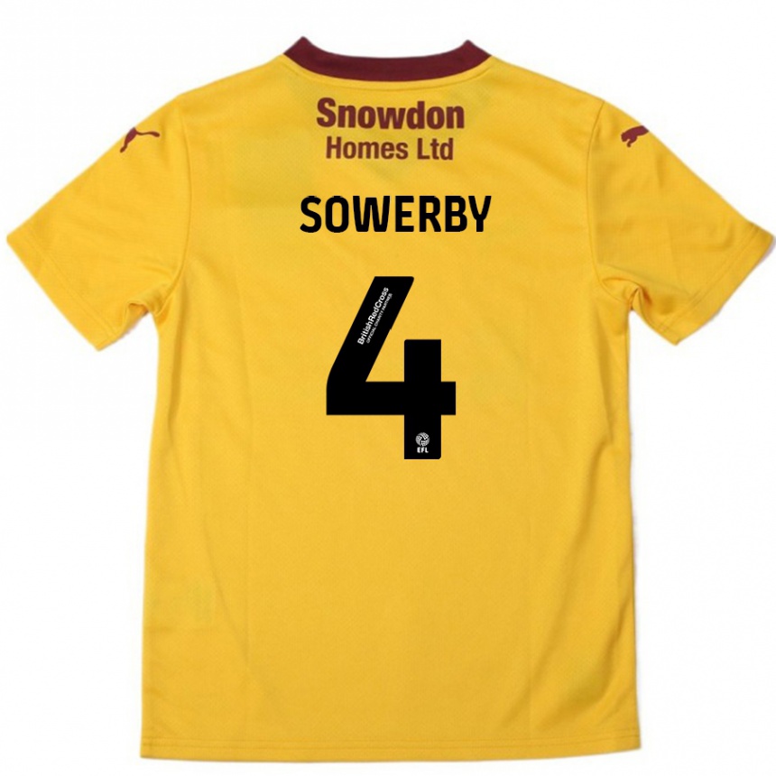 Kinder Fußball Jack Sowerby #4 Orange Burgunderrot Auswärtstrikot Trikot 2024/25 T-Shirt Luxemburg