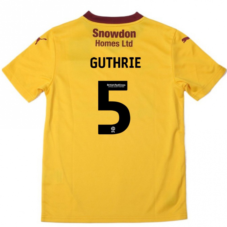 Kinder Fußball Jon Guthrie #5 Orange Burgunderrot Auswärtstrikot Trikot 2024/25 T-Shirt Luxemburg