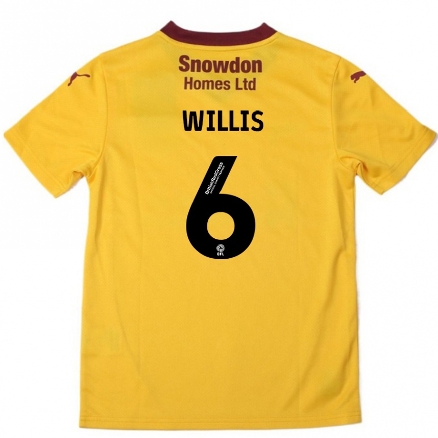 Kinder Fußball Jordan Willis #6 Orange Burgunderrot Auswärtstrikot Trikot 2024/25 T-Shirt Luxemburg