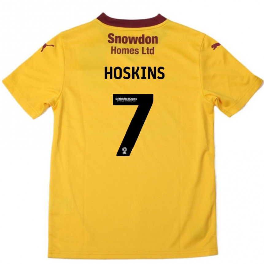 Kinder Fußball Sam Hoskins #7 Orange Burgunderrot Auswärtstrikot Trikot 2024/25 T-Shirt Luxemburg