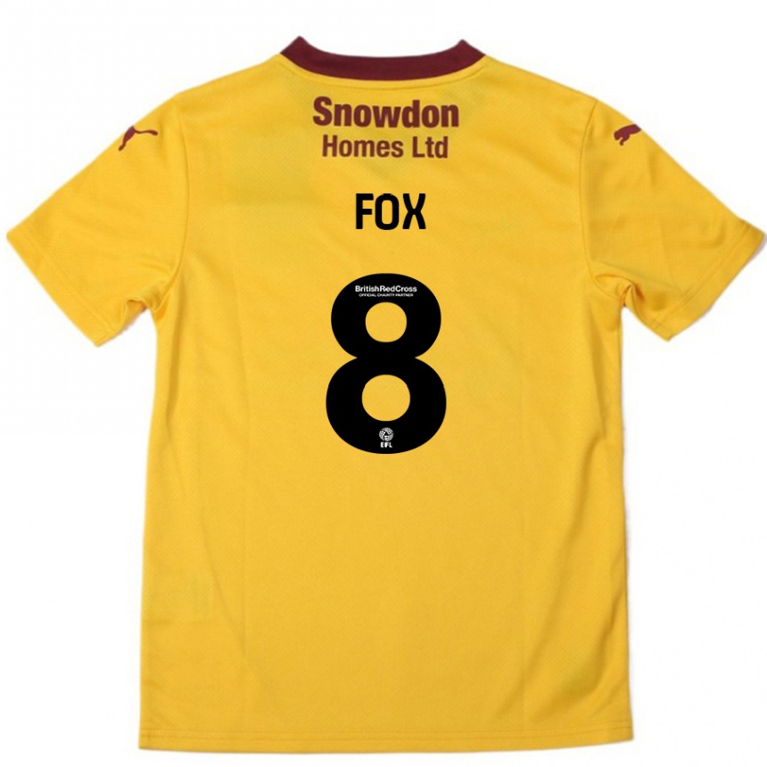 Kinder Fußball Ben Fox #8 Orange Burgunderrot Auswärtstrikot Trikot 2024/25 T-Shirt Luxemburg