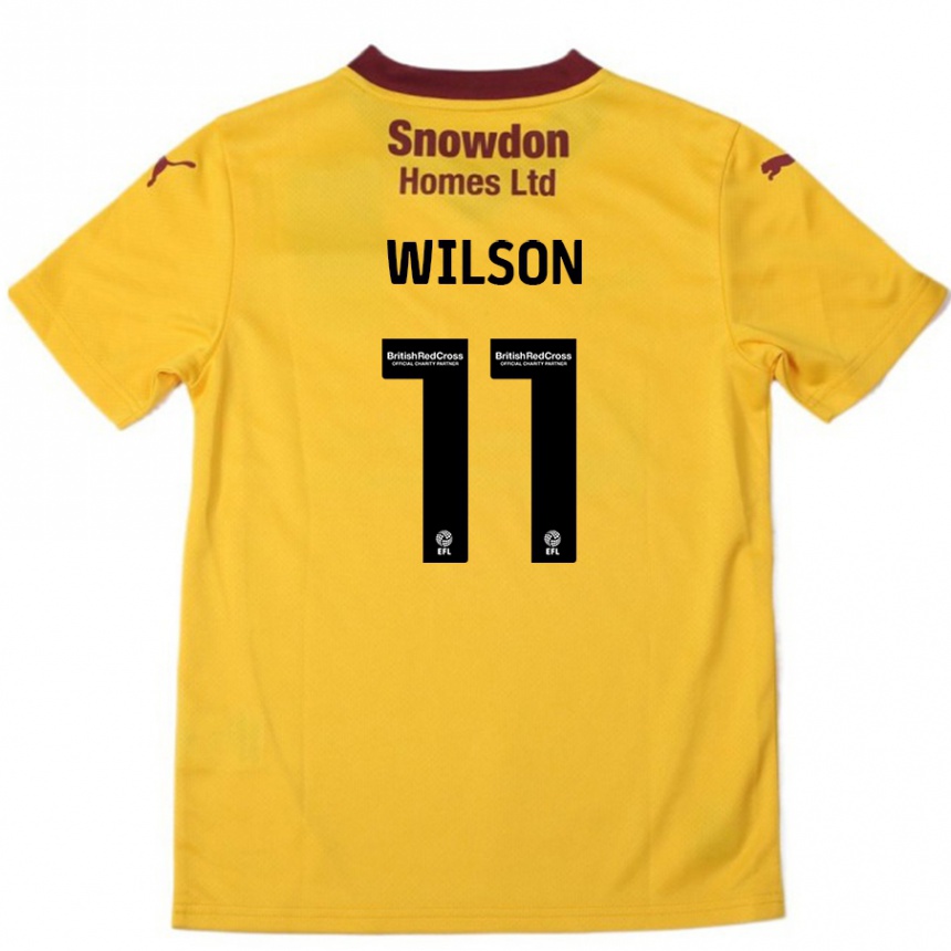 Kinder Fußball James Wilson #11 Orange Burgunderrot Auswärtstrikot Trikot 2024/25 T-Shirt Luxemburg