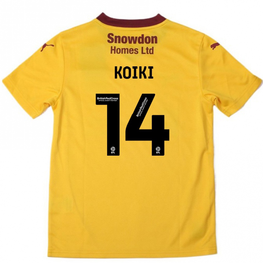 Kinder Fußball Ali Koiki #14 Orange Burgunderrot Auswärtstrikot Trikot 2024/25 T-Shirt Luxemburg