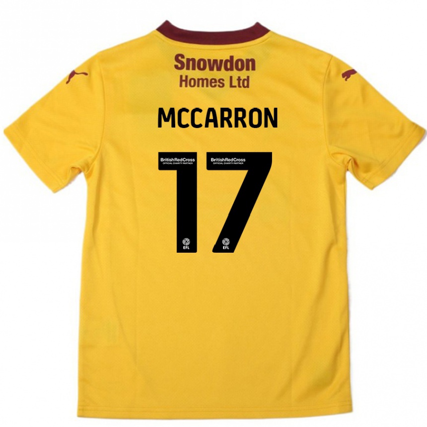 Kinder Fußball Liam Mccarron #17 Orange Burgunderrot Auswärtstrikot Trikot 2024/25 T-Shirt Luxemburg