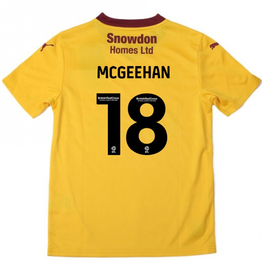 Kinder Fußball Cameron Mcgeehan #18 Orange Burgunderrot Auswärtstrikot Trikot 2024/25 T-Shirt Luxemburg