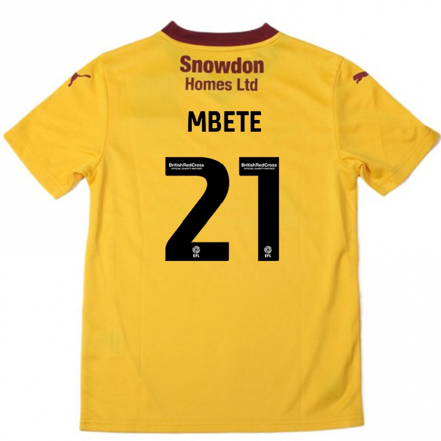 Kinder Fußball Luke Mbete #21 Orange Burgunderrot Auswärtstrikot Trikot 2024/25 T-Shirt Luxemburg