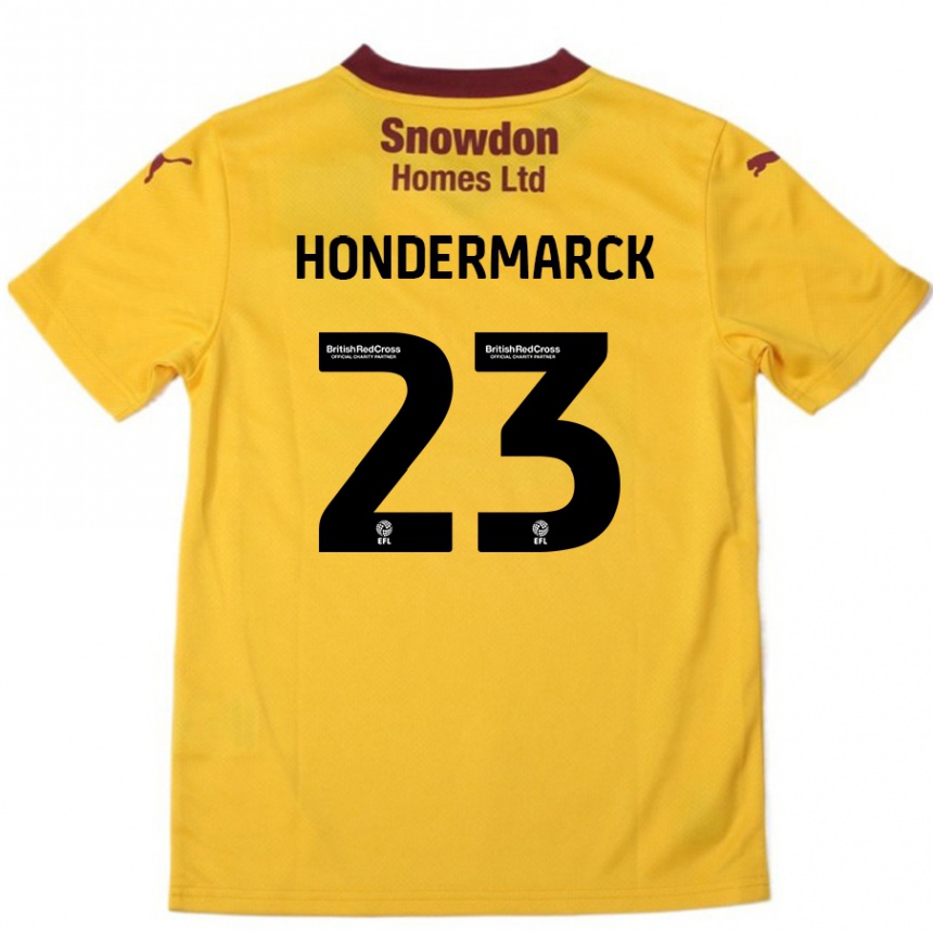 Kinder Fußball William Hondermarck #23 Orange Burgunderrot Auswärtstrikot Trikot 2024/25 T-Shirt Luxemburg