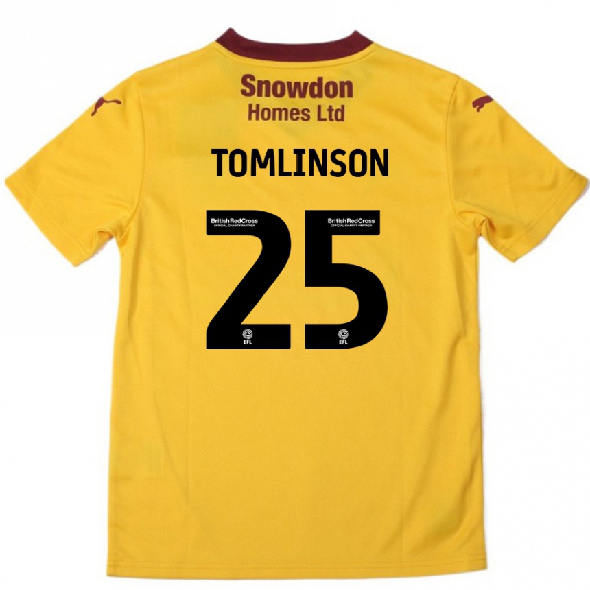 Kinder Fußball Josh Tomlinson #25 Orange Burgunderrot Auswärtstrikot Trikot 2024/25 T-Shirt Luxemburg