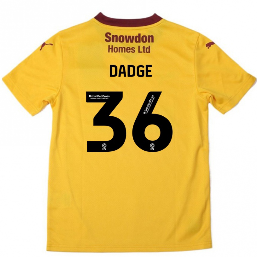 Kinder Fußball James Dadge #36 Orange Burgunderrot Auswärtstrikot Trikot 2024/25 T-Shirt Luxemburg