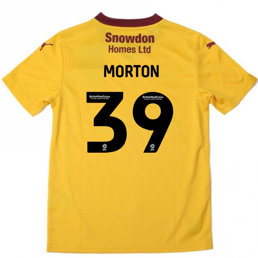 Kinder Fußball Callum Morton #39 Orange Burgunderrot Auswärtstrikot Trikot 2024/25 T-Shirt Luxemburg