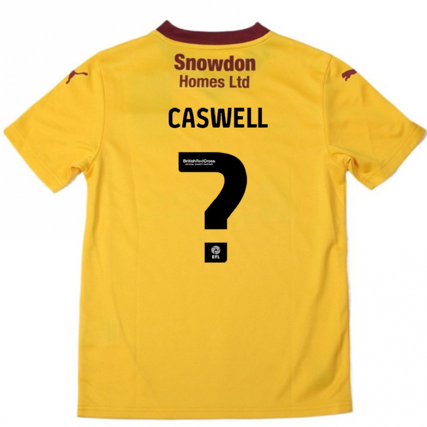 Kinder Fußball Jordan Caswell #0 Orange Burgunderrot Auswärtstrikot Trikot 2024/25 T-Shirt Luxemburg