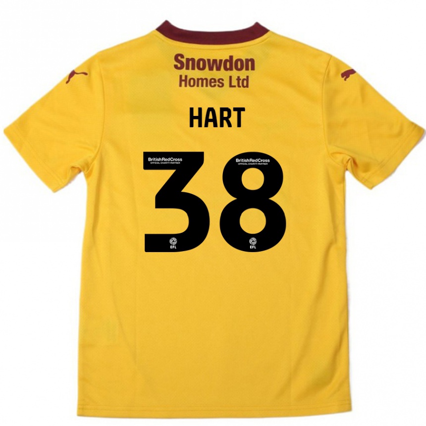 Kinder Fußball Jamari Hart #38 Orange Burgunderrot Auswärtstrikot Trikot 2024/25 T-Shirt Luxemburg