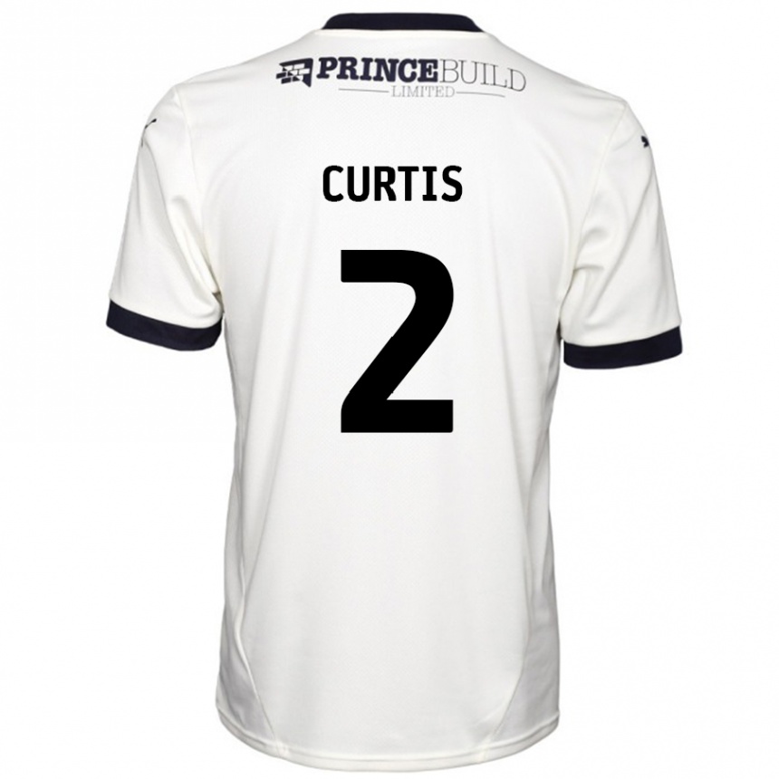 Kinder Fußball Sam Curtis #2 Cremeweiß Schwarz Auswärtstrikot Trikot 2024/25 T-Shirt Luxemburg