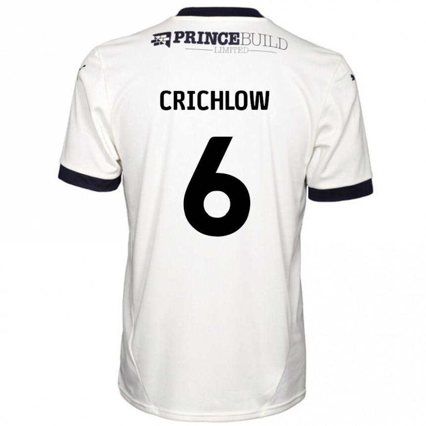 Kinder Fußball Romoney Crichlow #6 Cremeweiß Schwarz Auswärtstrikot Trikot 2024/25 T-Shirt Luxemburg