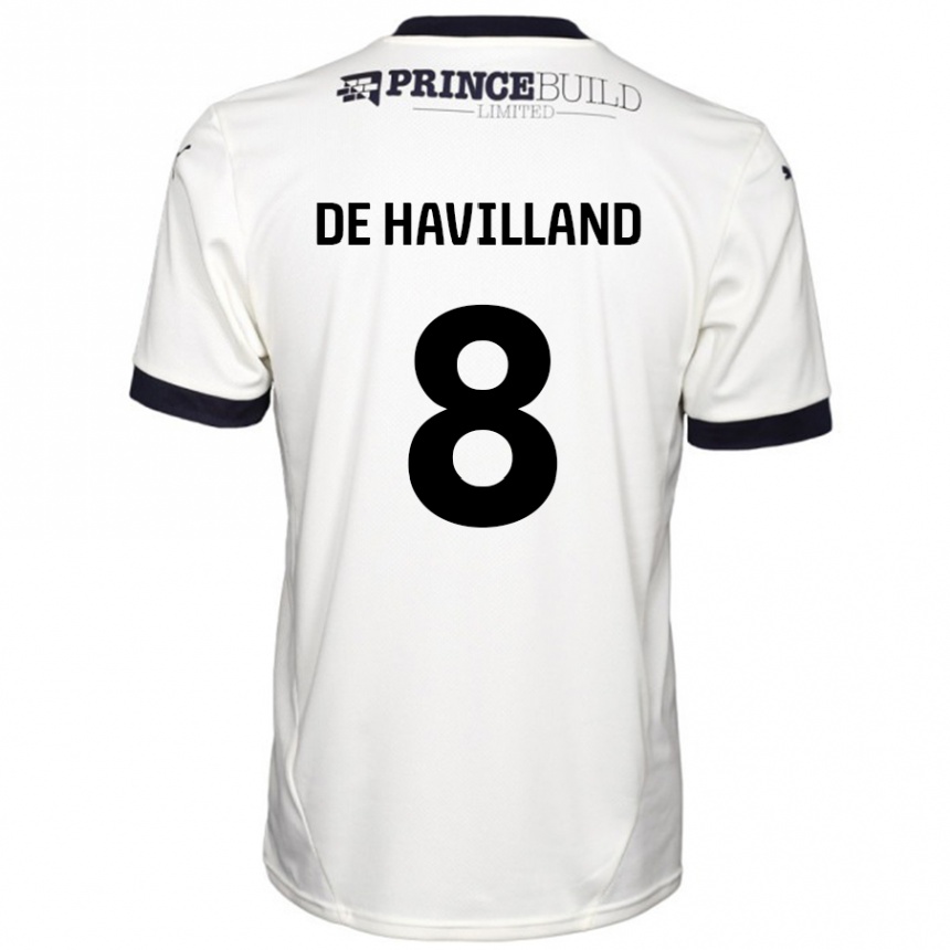 Kinder Fußball Ryan De Havilland #8 Cremeweiß Schwarz Auswärtstrikot Trikot 2024/25 T-Shirt Luxemburg