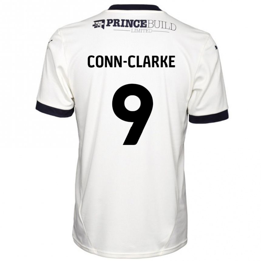 Kinder Fußball Chris Conn-Clarke #9 Cremeweiß Schwarz Auswärtstrikot Trikot 2024/25 T-Shirt Luxemburg