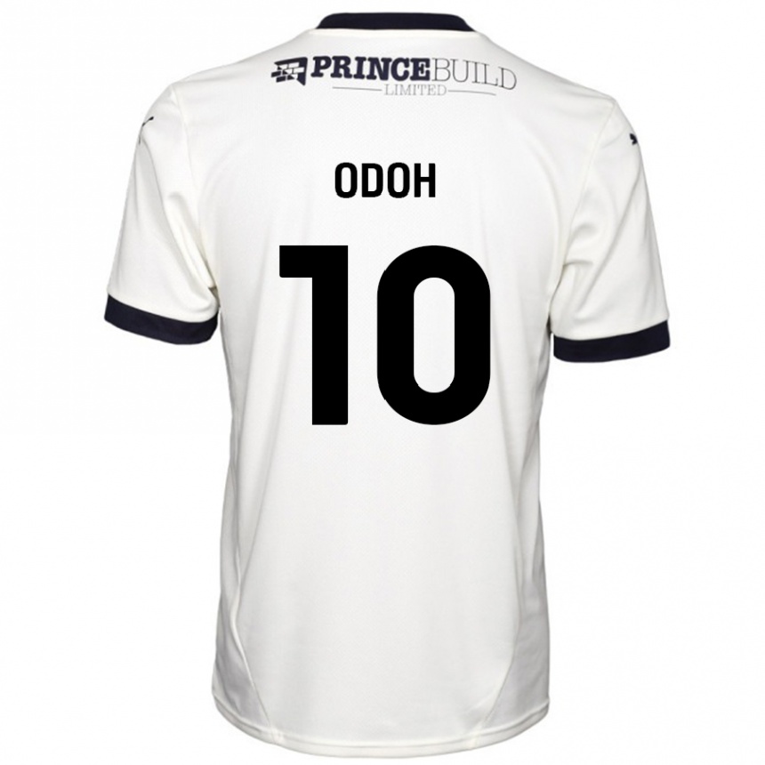 Kinder Fußball Abraham Odoh #10 Cremeweiß Schwarz Auswärtstrikot Trikot 2024/25 T-Shirt Luxemburg