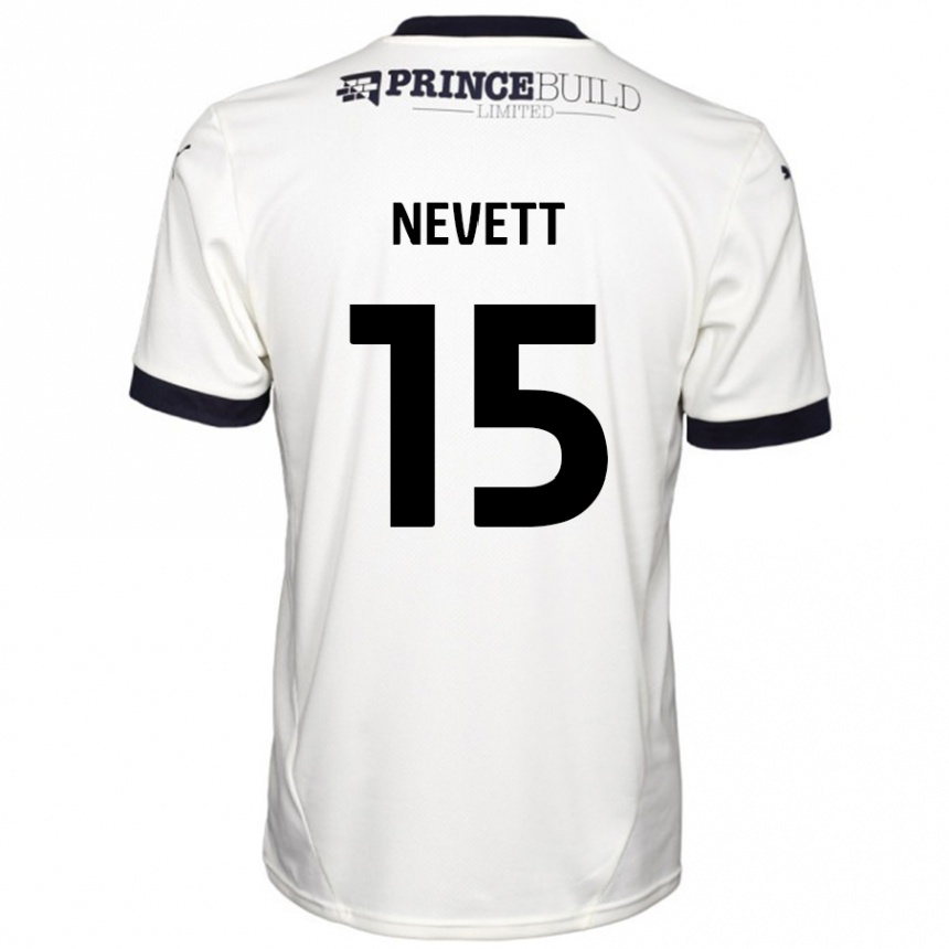 Kinder Fußball George Nevett #15 Cremeweiß Schwarz Auswärtstrikot Trikot 2024/25 T-Shirt Luxemburg