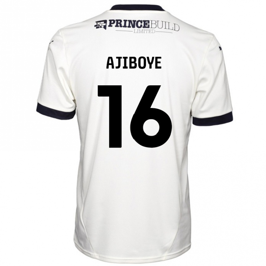 Kinder Fußball David Ajiboye #16 Cremeweiß Schwarz Auswärtstrikot Trikot 2024/25 T-Shirt Luxemburg