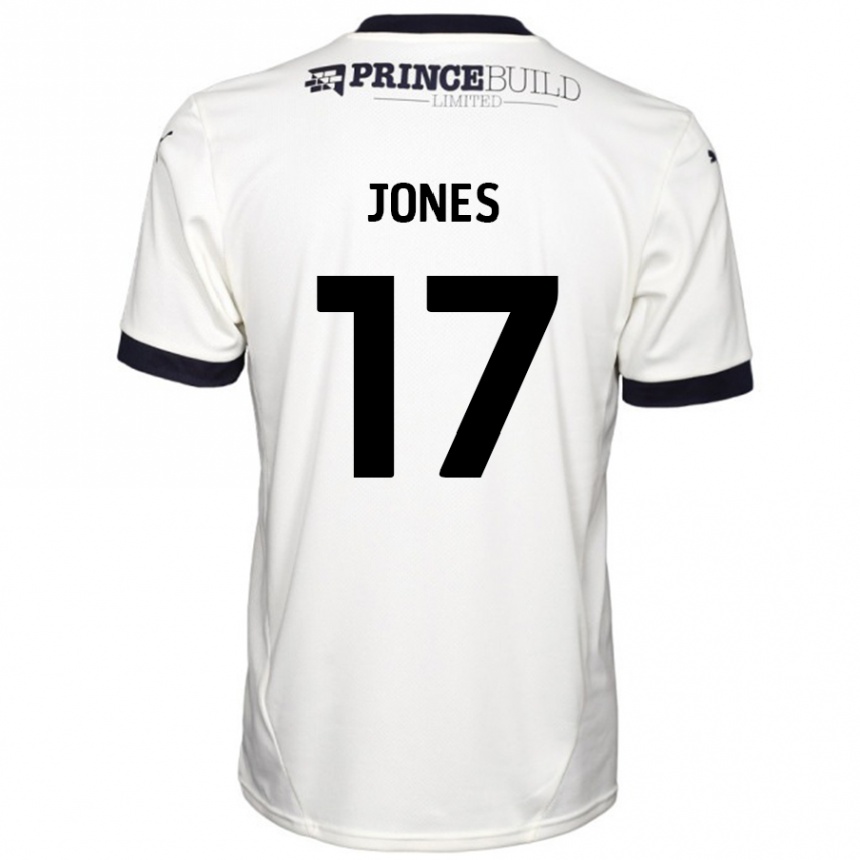 Kinder Fußball Ricky-Jade Jones #17 Cremeweiß Schwarz Auswärtstrikot Trikot 2024/25 T-Shirt Luxemburg