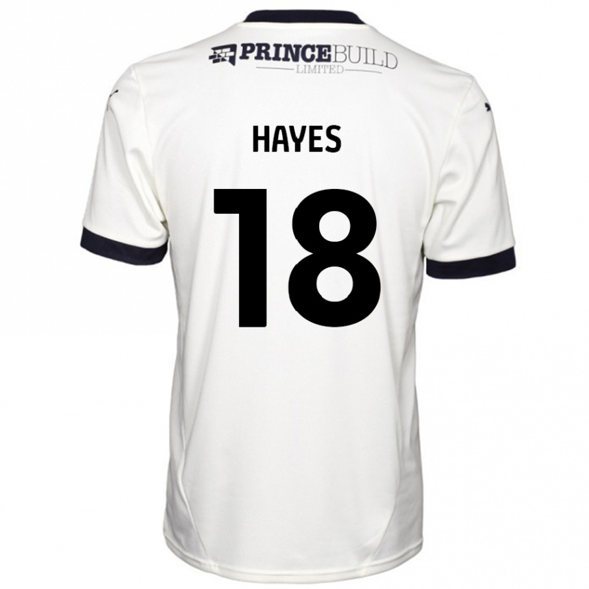 Kinder Fußball Cian Hayes #18 Cremeweiß Schwarz Auswärtstrikot Trikot 2024/25 T-Shirt Luxemburg