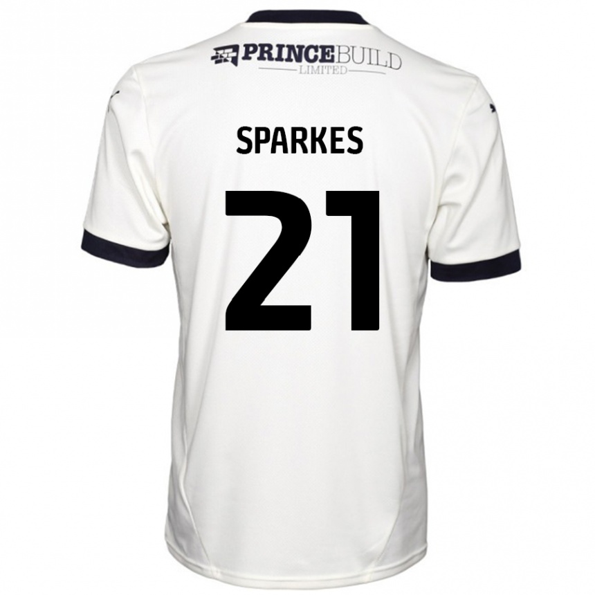 Kinder Fußball Jack Sparkes #21 Cremeweiß Schwarz Auswärtstrikot Trikot 2024/25 T-Shirt Luxemburg