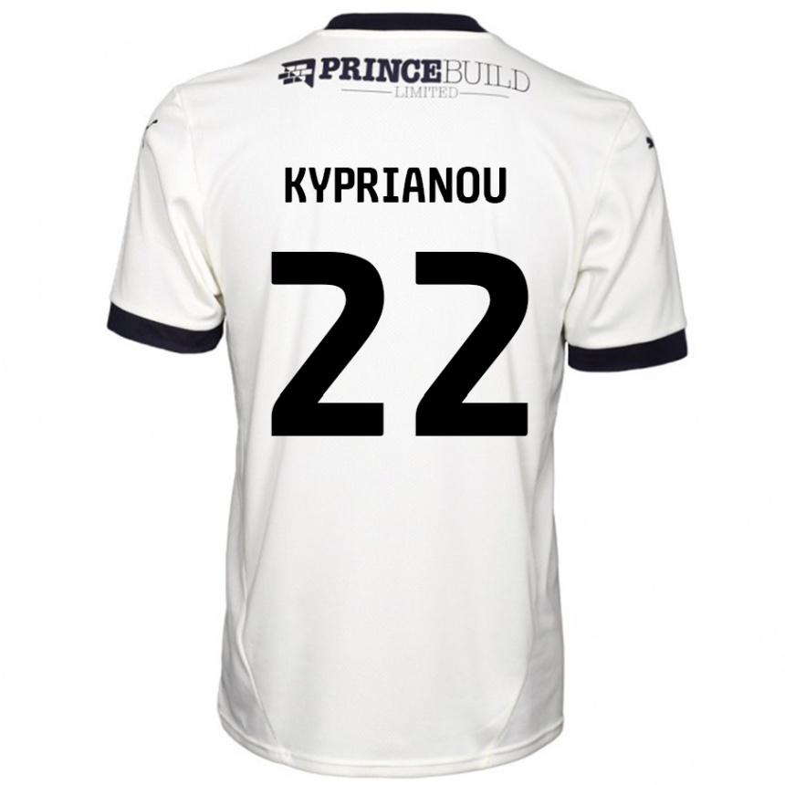 Kinder Fußball Hector Kyprianou #22 Cremeweiß Schwarz Auswärtstrikot Trikot 2024/25 T-Shirt Luxemburg