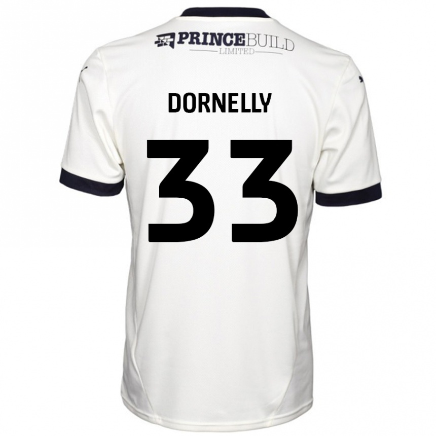 Kinder Fußball James Dornelly #33 Cremeweiß Schwarz Auswärtstrikot Trikot 2024/25 T-Shirt Luxemburg