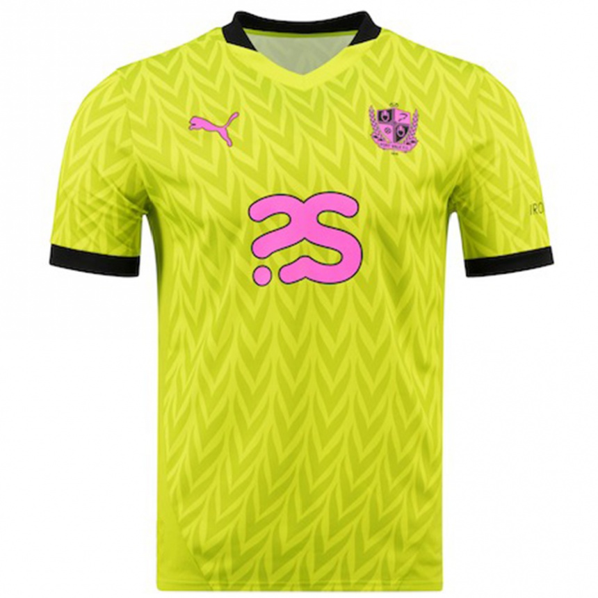 Kinder Fußball Funso Ojo #14 Fluoreszierend Grün Auswärtstrikot Trikot 2024/25 T-Shirt Luxemburg