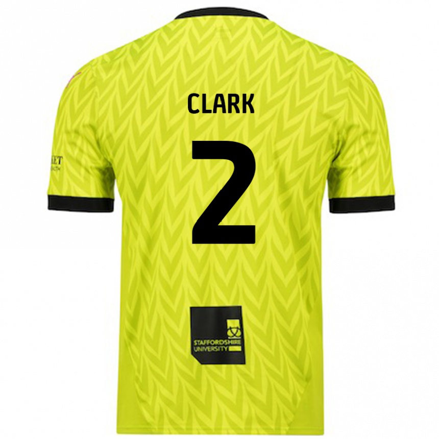 Kinder Fußball Mitch Clark #2 Fluoreszierend Grün Auswärtstrikot Trikot 2024/25 T-Shirt Luxemburg