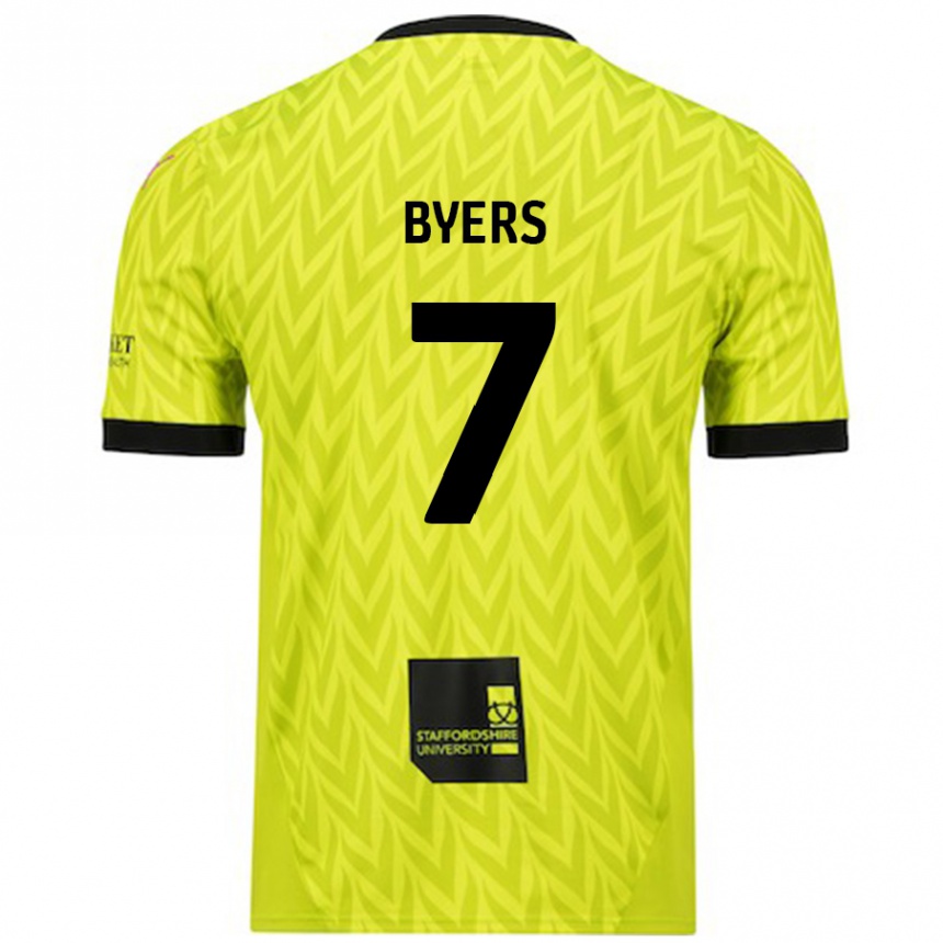 Kinder Fußball George Byers #7 Fluoreszierend Grün Auswärtstrikot Trikot 2024/25 T-Shirt Luxemburg