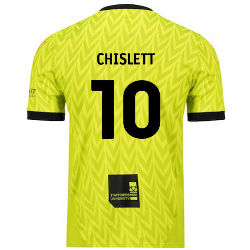 Kinder Fußball Ethan Chislett #10 Fluoreszierend Grün Auswärtstrikot Trikot 2024/25 T-Shirt Luxemburg