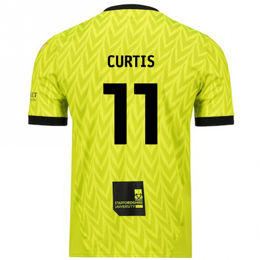 Kinder Fußball Ronan Curtis #11 Fluoreszierend Grün Auswärtstrikot Trikot 2024/25 T-Shirt Luxemburg