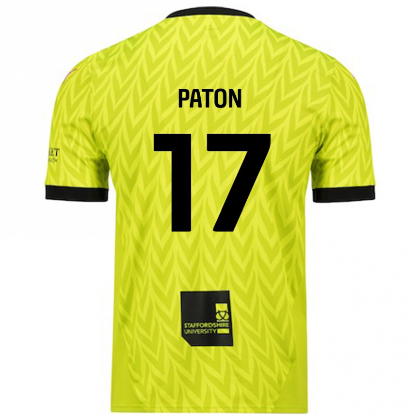 Kinder Fußball Ruari Paton #17 Fluoreszierend Grün Auswärtstrikot Trikot 2024/25 T-Shirt Luxemburg