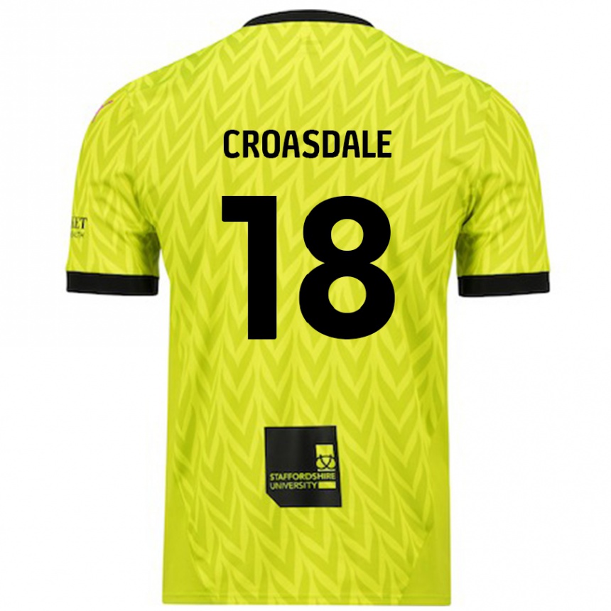 Kinder Fußball Ryan Croasdale #18 Fluoreszierend Grün Auswärtstrikot Trikot 2024/25 T-Shirt Luxemburg