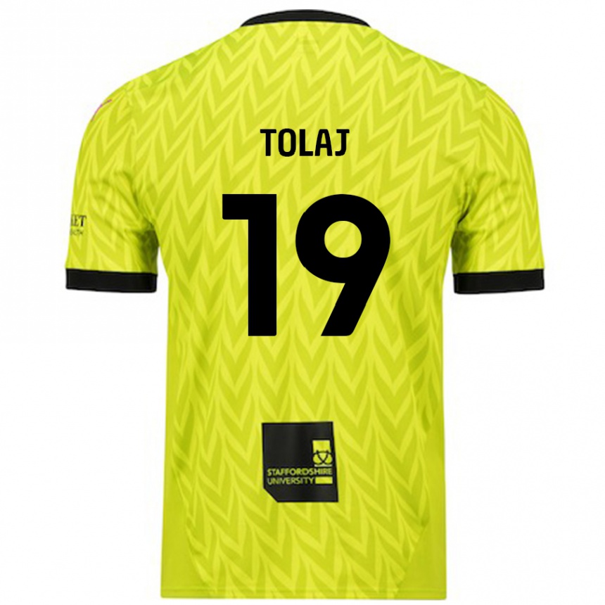 Kinder Fußball Lorent Tolaj #19 Fluoreszierend Grün Auswärtstrikot Trikot 2024/25 T-Shirt Luxemburg