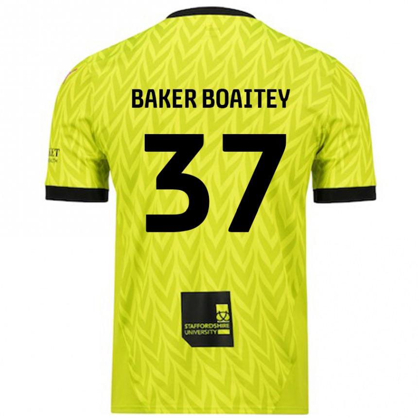 Kinder Fußball Benicio Baker-Boaitey #37 Fluoreszierend Grün Auswärtstrikot Trikot 2024/25 T-Shirt Luxemburg