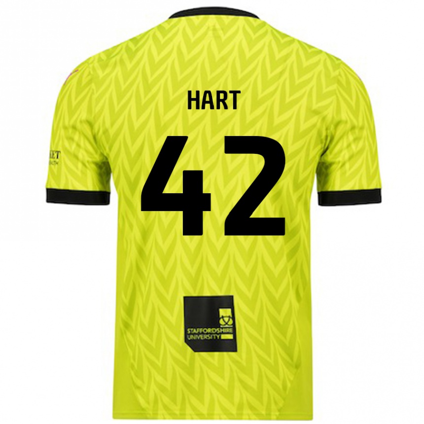 Kinder Fußball Sam Hart #42 Fluoreszierend Grün Auswärtstrikot Trikot 2024/25 T-Shirt Luxemburg