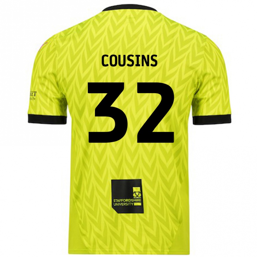 Kinder Fußball Logan Cousins #32 Fluoreszierend Grün Auswärtstrikot Trikot 2024/25 T-Shirt Luxemburg