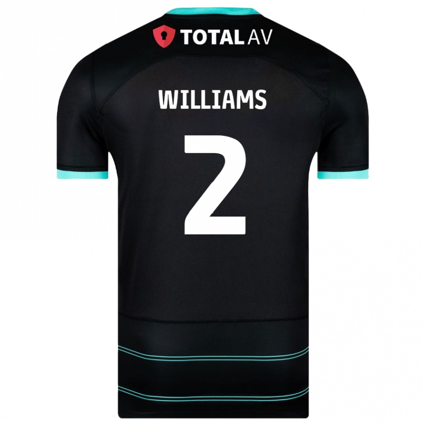 Kinder Fußball Jordan Williams #2 Schwarz Auswärtstrikot Trikot 2024/25 T-Shirt Luxemburg