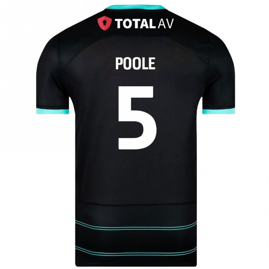 Kinder Fußball Regan Poole #5 Schwarz Auswärtstrikot Trikot 2024/25 T-Shirt Luxemburg