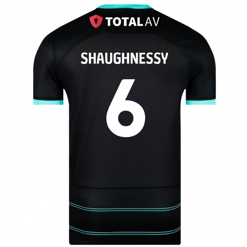 Kinder Fußball Conor Shaughnessy #6 Schwarz Auswärtstrikot Trikot 2024/25 T-Shirt Luxemburg