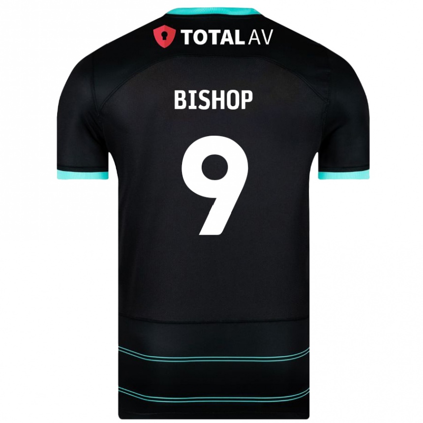 Kinder Fußball Colby Bishop #9 Schwarz Auswärtstrikot Trikot 2024/25 T-Shirt Luxemburg