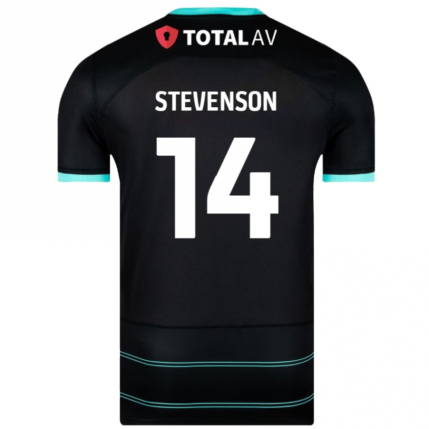 Kinder Fußball Ben Stevenson #14 Schwarz Auswärtstrikot Trikot 2024/25 T-Shirt Luxemburg