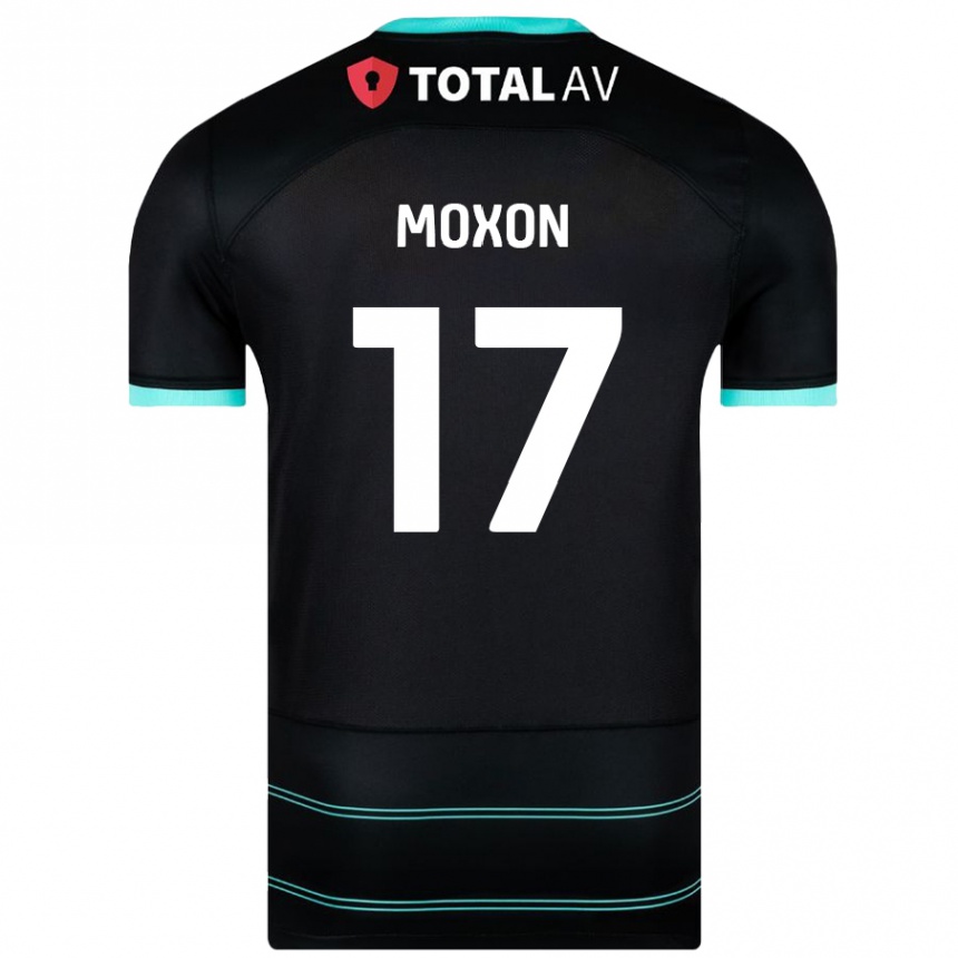 Kinder Fußball Owen Moxon #17 Schwarz Auswärtstrikot Trikot 2024/25 T-Shirt Luxemburg