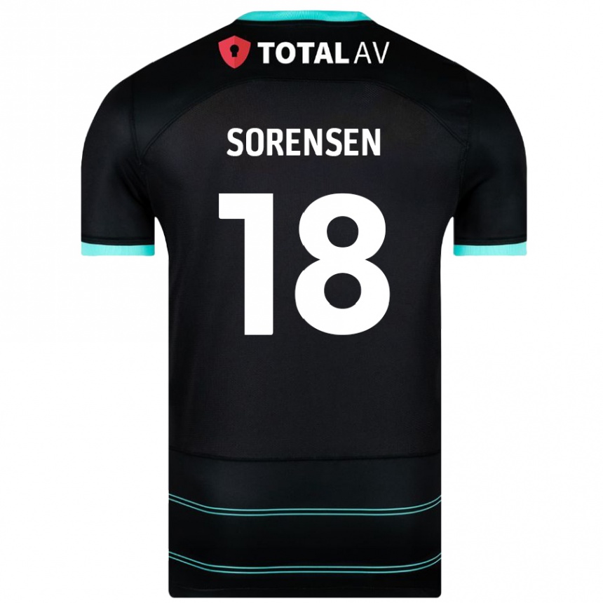 Kinder Fußball Elias Sørensen #18 Schwarz Auswärtstrikot Trikot 2024/25 T-Shirt Luxemburg